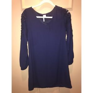 Long sleeve navy dress